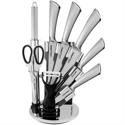 Totally 9pc Knife Set With Stand Silver